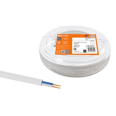 Провод ПГВВП 2х1 ГОСТ (5м), белый TDM Провод ПГВВП 2х1 ГОСТ (5м), белый TDM