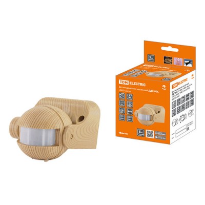 Датчик движения настенный ДДС-02С (1100Вт, 5-480с, 6м, 5+Лк, 180гр, IP44), "ЭКО" сосна TDM Датчик движения настенный ДДС-02С (1100Вт, 5-480с, 6м, 5+Лк, 180гр, IP44), "ЭКО" сосна TDM