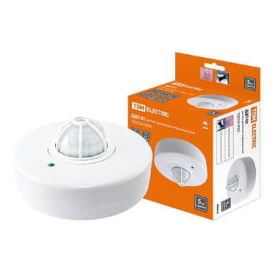 Датчик движения потолочный ДДП-02 1100Вт, 5-480с, 2-12м, 5+Лк, 160(сбоку)+360(сверху) гр, IP33 TDM Датчик движения потолочный ДДП-02 1100Вт, 5-480с, 2-12м, 5+Лк, 160(сбоку)+360(сверху) гр, IP33 TDM