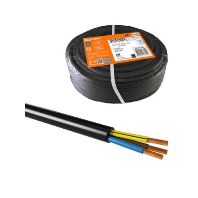 Провод ПВС 3х4 ГОСТ (30м), черный TDM Провод ПВС 3х4 ГОСТ (30м), черный TDM