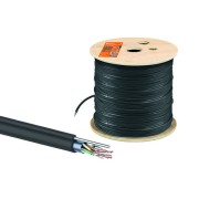 Кабель витая пара F/UTP Cat 5e 4х2х24AWG (305м) solid, PE для наружн. прокл., чёрный, трос 1,2мм TDM