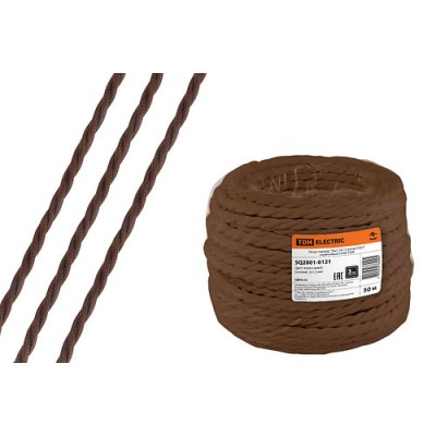 Ретро провод "Эко" 2х1,5 витой ГОСТ коричневый (50м) TDM Ретро провод "Эко" 2х1,5 витой ГОСТ коричневый (50м) TDM