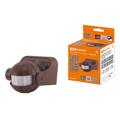 Датчик движения настенный ДДС-02В (1100Вт, 5-480с, 6м, 5+Лк, 180гр, IP44), "ЭКО" венге TDM Датчик движения настенный ДДС-02В (1100Вт, 5-480с, 6м, 5+Лк, 180гр, IP44), "ЭКО" венге TDM