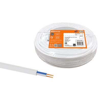 Провод ПГВВП 2х2,5 ГОСТ (5м), белый TDM Провод ПГВВП 2х2,5 ГОСТ (5м), белый TDM