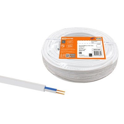 Провод ПГВВП 2х1 ГОСТ (50м), белый TDM Провод ПГВВП 2х1 ГОСТ (50м), белый TDM