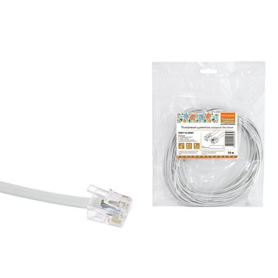 Телефонный удлинитель народный 10м, белый Телефонный удлинитель народный 10м, белый