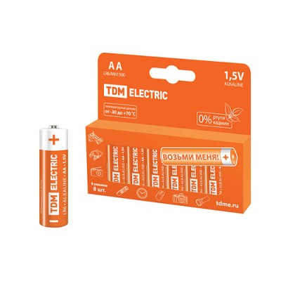 Элемент питания LR6 AA Alkaline 1,5V PAK-8 TDM Элемент питания LR6 AA Alkaline 1,5V PAK-8 TDM