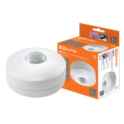 Датчик движения потолочный ДДП-03 1200Вт, 10-900с, 6м , 3+Лк, 120(сбоку)+360(сверху)гр IP33, TDM