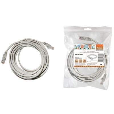 Патч-корд народный U/UTP Cat 5e 4PR 24AWG PVC, литой 5 м, серый Патч-корд народный U/UTP Cat 5e 4PR 24AWG PVC, литой 5 м, серый
