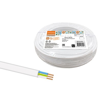 Провод ПУСП 3х1,5 (5м), белый Народный Провод ПУСП 3х1,5 (5м), белый Народный