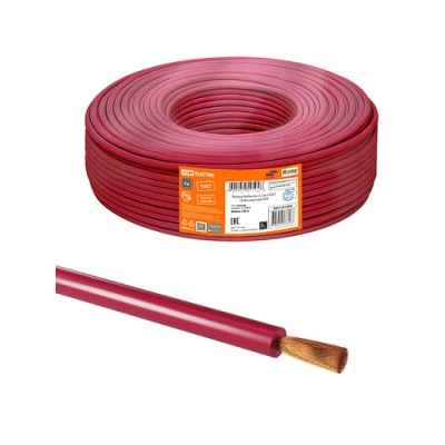 Провод ПуГВнг(А)-LS 1х6,0 ГОСТ (100м), красный TDM Провод ПуГВнг(А)-LS 1х6,0 ГОСТ (100м), красный TDM