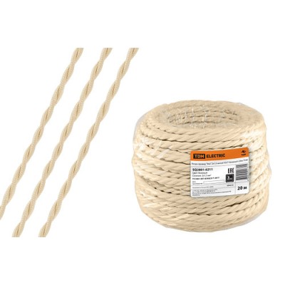 Ретро провод "Эко" 2х1,5 витой ГОСТ бежевый (20м) TDM Ретро провод "Эко" 2х1,5 витой ГОСТ бежевый (20м) TDM