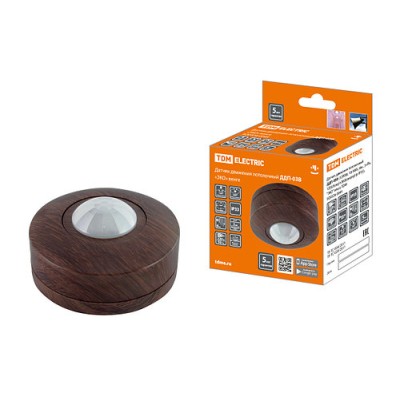 Датчик движения потолочный ДДП-03В (1200Вт, 10-900с, 6м , 3+Лк, 120(сбоку)+360(сверху)гр IP33), "ЭКО" венге Датчик движения потолочный ДДП-03В (1200Вт, 10-900с, 6м , 3+Лк, 120(сбоку)+360(сверху)гр IP33), "ЭКО" венге