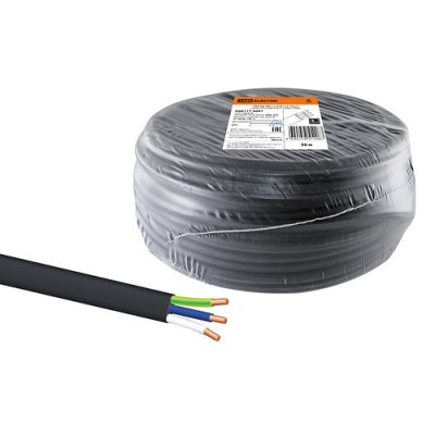 Кабель ВВГ-П нг(А)-LS 3х1,5 ок(N, PE)-0,66 ГОСТ (30м) TDM Кабель ВВГ-П нг(А)-LS 3х1,5 ок(N, PE)-0,66 ГОСТ (30м) TDM