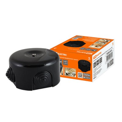 Коробка распаячная фарфоровая D7,8х4,5см черная TDM Коробка распаячная фарфоровая D7,8х4,5см черная TDM