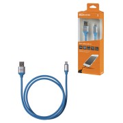 Дата-кабель, ДК 18, USB - Lightning, 1 м, силиконовая оплетка, голубой, TDM