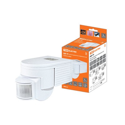 Датчик движения настенный ДДС-04 1100Вт, 5-480с, 12м, 5+Лк, 180гр, IP44, TDM Датчик движения настенный ДДС-04 1100Вт, 5-480с, 12м, 5+Лк, 180гр, IP44, TDM