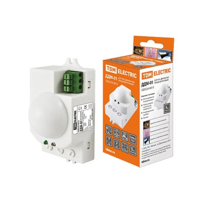 Датчик движения микроволновый ДДМ-01 5,8ГГц 1200Вт, 10-720с, 1-8м, 3+Лк, 120(сбоку)+360(сверху)гр IP20, TDM Датчик движения микроволновый ДДМ-01 5,8ГГц 1200Вт, 10-720с, 1-8м, 3+Лк, 120(сбоку)+360(сверху)гр IP20, TDM