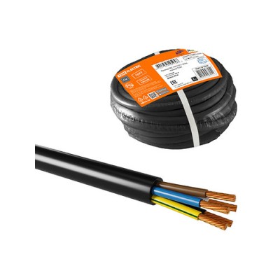 Провод ПВС 5х6 ГОСТ (20м), черный TDM Провод ПВС 5х6 ГОСТ (20м), черный TDM