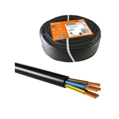 Провод ПВС 5х4 ГОСТ (30м), черный TDM Провод ПВС 5х4 ГОСТ (30м), черный TDM