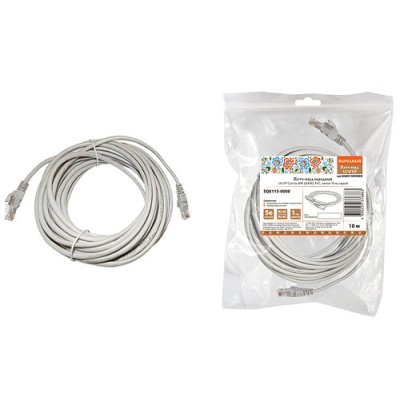 Патч-корд народный U/UTP Cat 5e 4PR 24AWG PVC, литой 10 м, серый Патч-корд народный U/UTP Cat 5e 4PR 24AWG PVC, литой 10 м, серый