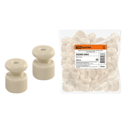 Керамический изолятор для ретро провода «ЭКО» сосна (25шт) TDM Керамический изолятор для ретро провода «ЭКО» сосна (25шт) TDM