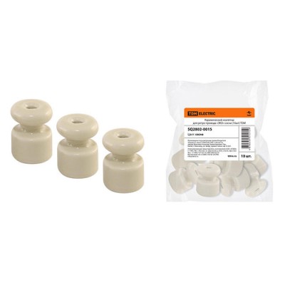Керамический изолятор для ретро провода «ЭКО» сосна (10шт) TDM Керамический изолятор для ретро провода «ЭКО» сосна (10шт) TDM