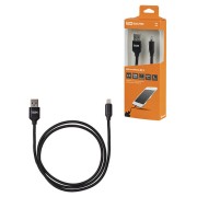 Дата-кабель, ДК 9, USB - Lightning, 1 м, тканевая оплетка, черный, TDM