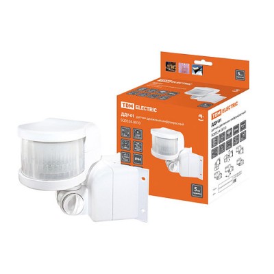 Датчик движения угловой ДДУ-01 1100Вт, 5-480с, 12м, 5+Лк, 270гр, IP44, TDM Датчик движения угловой ДДУ-01 1100Вт, 5-480с, 12м, 5+Лк, 270гр, IP44, TDM