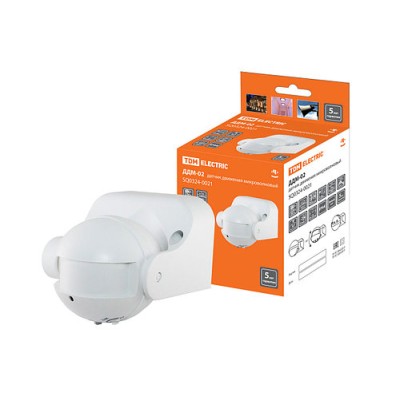 Датчик движения микроволновый (стена) ДДМ-02С 5,8ГГц 1200Вт, 10-720с, 5-15м, 3+лк, 180гр, IP44, TDM Датчик движения микроволновый (стена) ДДМ-02С 5,8ГГц 1200Вт, 10-720с, 5-15м, 3+лк, 180гр, IP44, TDM