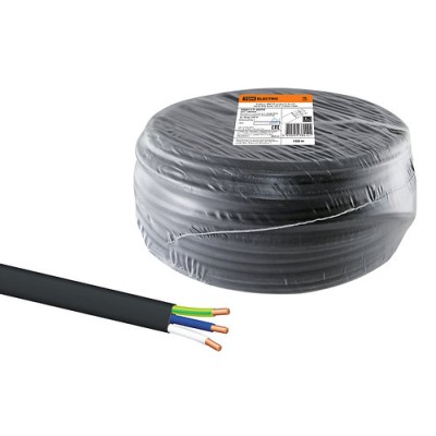 Кабель ВВГ-П нг(А)-LS 3х1,5 ок(N, PE)-0,66 ГОСТ (100м) TDM Кабель ВВГ-П нг(А)-LS 3х1,5 ок(N, PE)-0,66 ГОСТ (100м) TDM