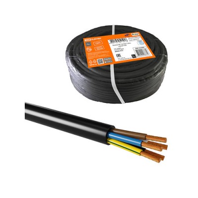 Провод ПВС 5х6 ГОСТ (30м), черный TDM Провод ПВС 5х6 ГОСТ (30м), черный TDM