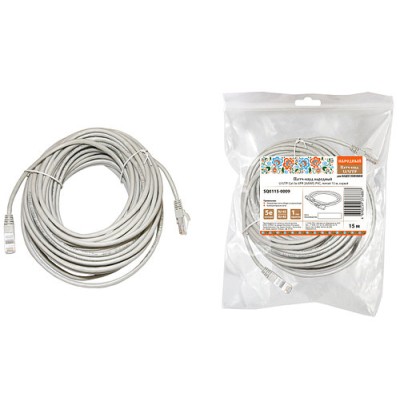 Патч-корд народный U/UTP Cat 5e 4PR 24AWG PVC, литой 15 м, серый Патч-корд народный U/UTP Cat 5e 4PR 24AWG PVC, литой 15 м, серый