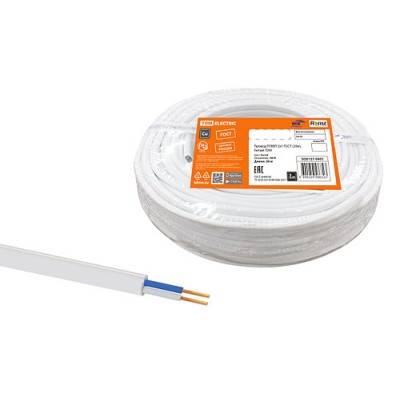 Провод ПГВВП 2х1 ГОСТ (20м), белый TDM Провод ПГВВП 2х1 ГОСТ (20м), белый TDM