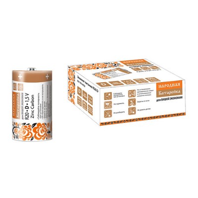 Элемент питания R20 D Zinc Carbon 1,5V SH-2 Народный Элемент питания R20 D Zinc Carbon 1,5V SH-2 Народный