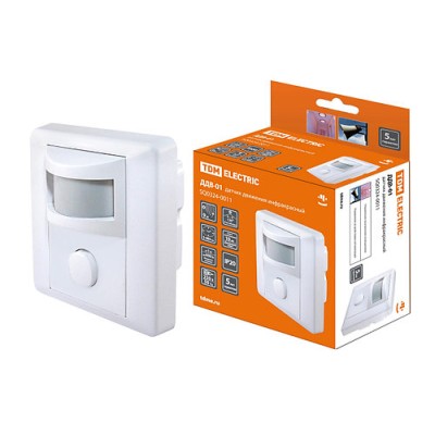 Датчик движения встраив. в стену ДДВ-01 600Вт, 5-480с, 9м, 10+Лк, 120гр, IP20, TDM Датчик движения встраив. в стену ДДВ-01 600Вт, 5-480с, 9м, 10+Лк, 120гр, IP20, TDM