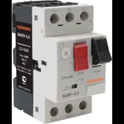 Пускатель ручной кнопочный ВАМУ 2,5-4А 690В 50Гц te00114862 Пускатель ручной кнопочный ВАМУ 2,5-4А 690В 50Гц te00114862