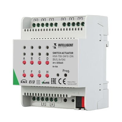 INTELLIGENT Релейный модуль KNX-708-SW10-DIN (BUS, 8x10A) 025665 INTELLIGENT Релейный модуль KNX-708-SW10-DIN (BUS, 8x10A) 025665